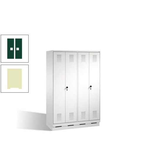Doppel-Spind, Doppeltüren, Garderobenschrank mit Sockel, 4 Abteile a 300 mm, Korpus anthrazitgrau, Tür anthrazitgrau, 1.800 x 1.200 x 500 mm (HxBxT)