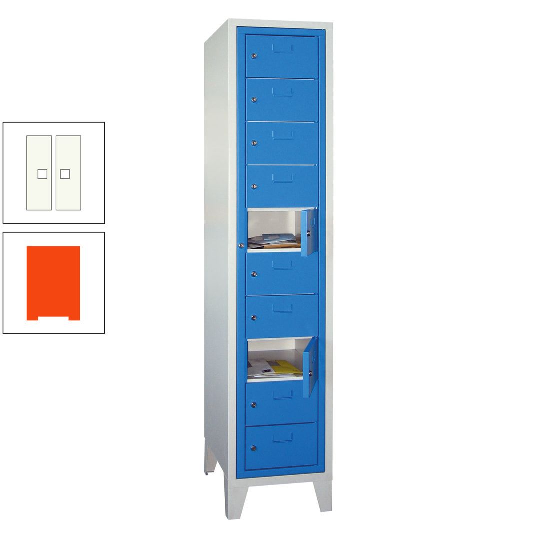 Schließfachschrank - Wäscheausgabeschrank - 10 Fächer a 315 mm - 1.850x400x500 mm (HxBxT) - Füße - Zylinderschloss - anthrazitgrau