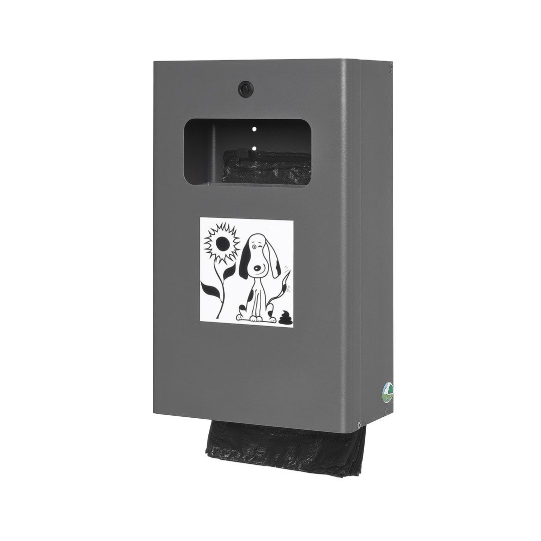 Hundetoilette - Beutelspender - Wand- oder Pfostenbefestigung - 430 x 265 x 148 mm (HxBxT) - Eisenglimmer