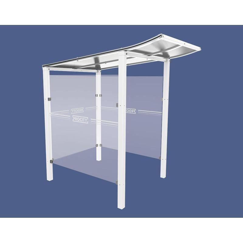 Automatenüberdachung, Automatendach, Stahlpfosten, Polycarbonatdach, UV-behandelt, Einbetonierung, 2.100 x 1.300 x 1.500 mm (HxBxT), Farbe enzianblau