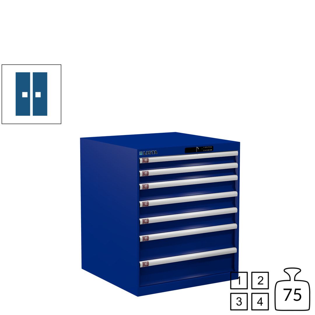 Lista Schubladenschrank - 14.409.010 - 850x717x725 mm (HxBxT) - 7 Schubladen - 75 kg - Key Lock - lichtblau (RAL 5012)