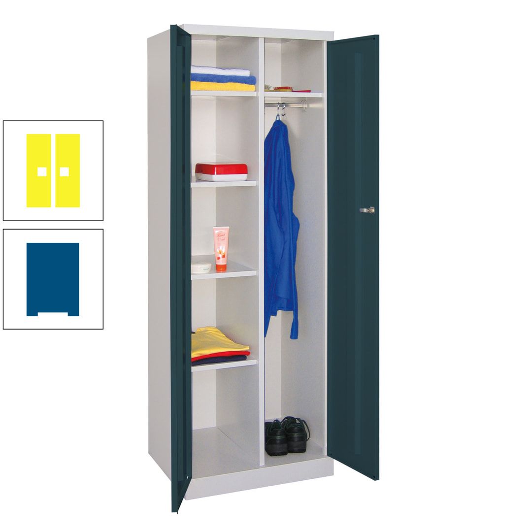 Kleiderschrank mit Sockel - Spind - 1 Abteil mit Trennwand - 1.800x600x500 mm (HxBxT) - Zylinderschloss - anthrazitgrau