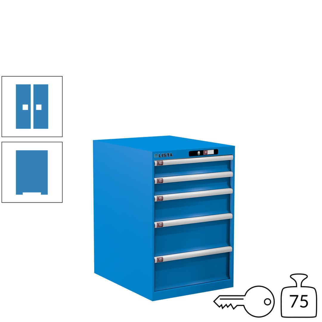 Lista Schubladenschrank - 14.399.010 - 850x564x725 mm (HxBxT) - 5 Schubladen - 75 kg - Key Lock - lichtblau (RAL 5012)
