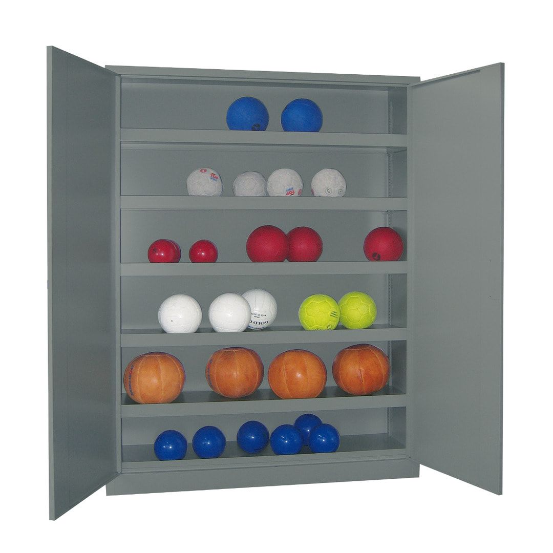 Ballschrank - Lochfeldtüren - 5 Böden - 1.950x1.200x500 mm (HxBxT) - anthrazitgrau