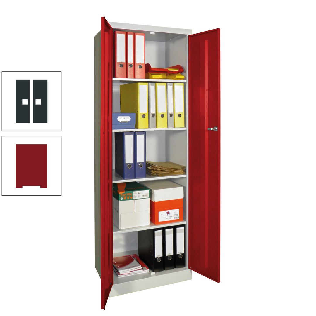 Aktenschrank - Sockel - 4 Böden - 1.800x600x500 mm (HxBxT) - Zylinderschloss - anthrazitgrau