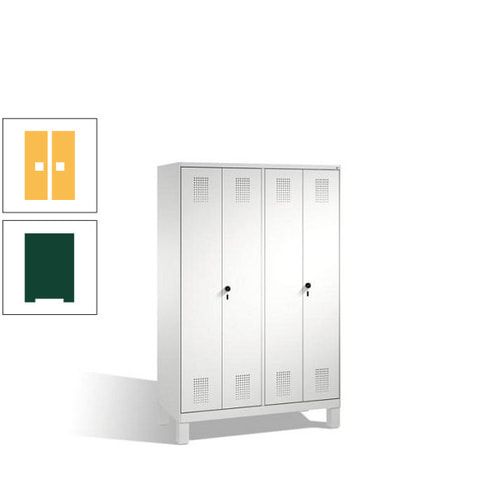 Doppel-Spind, Doppeltüren, Garderobenschrank mit Füßen, 4 Abteile a 300 mm, Korpus anthrazitgrau, Tür anthrazitgrau, 1.850 x 1.200 x 500 mm (HxBxT)