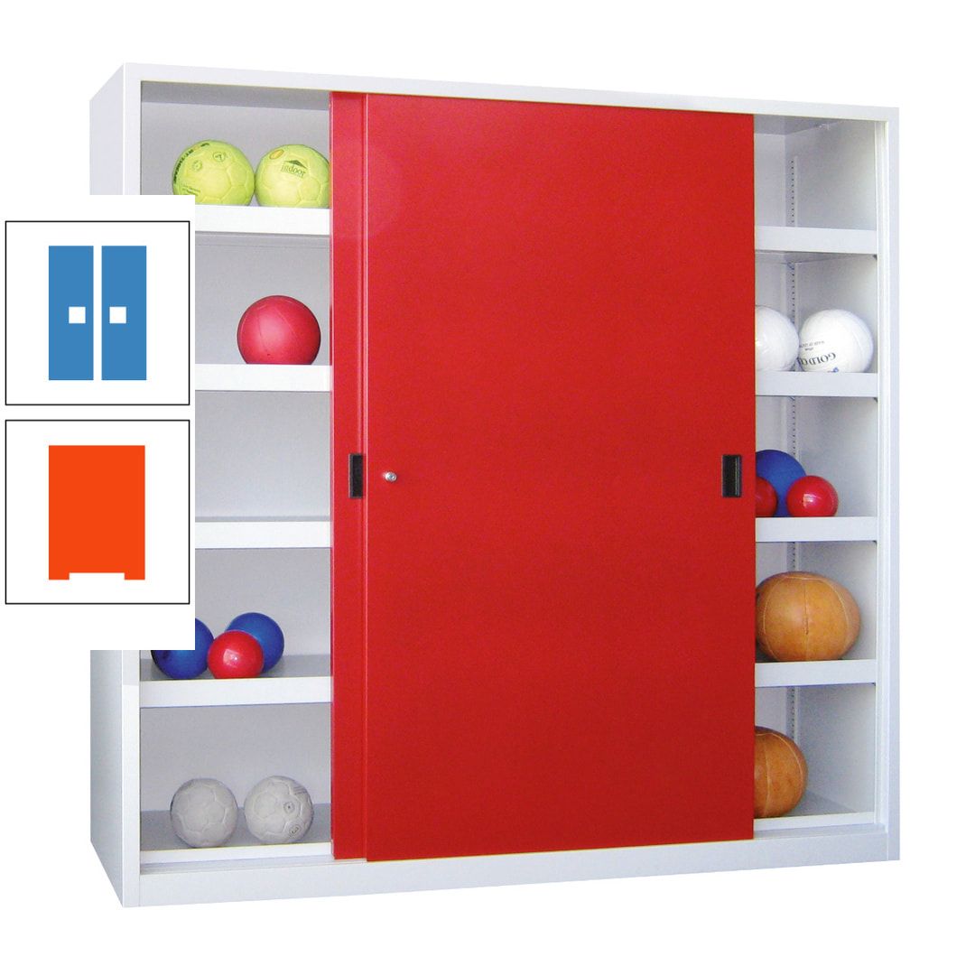 Ballschrank - Schiebetüren - Trennwand - 8 Böden - 1.950x1.500x600 mm (HxBxT) - anthrazitgrau