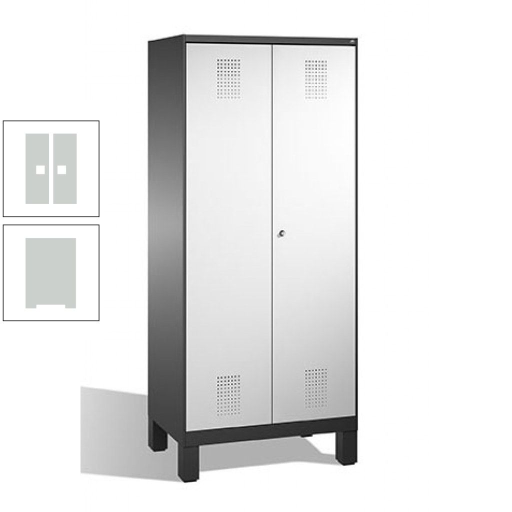 Mehrzweckschrank, Doppeltüren, auf Füßen, 2 Abteile a 400 mm, Korpus anthrazitgrau, Tür anthrazitgrau, 1.850 x 800 x 500 mm (HxBxT)