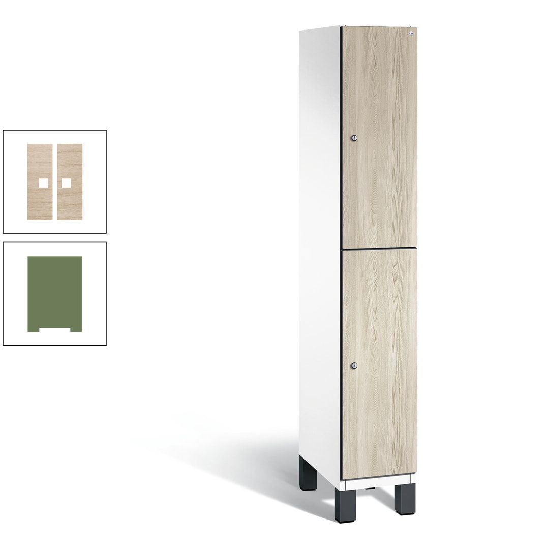 Fächerschrank, Garderobenschrank, mit Füßen, 1 Abteile, 1.980 x 300 x 525 mm (HxBxT), Korpus anthrazitgrau, Tür Donau-Ahorn