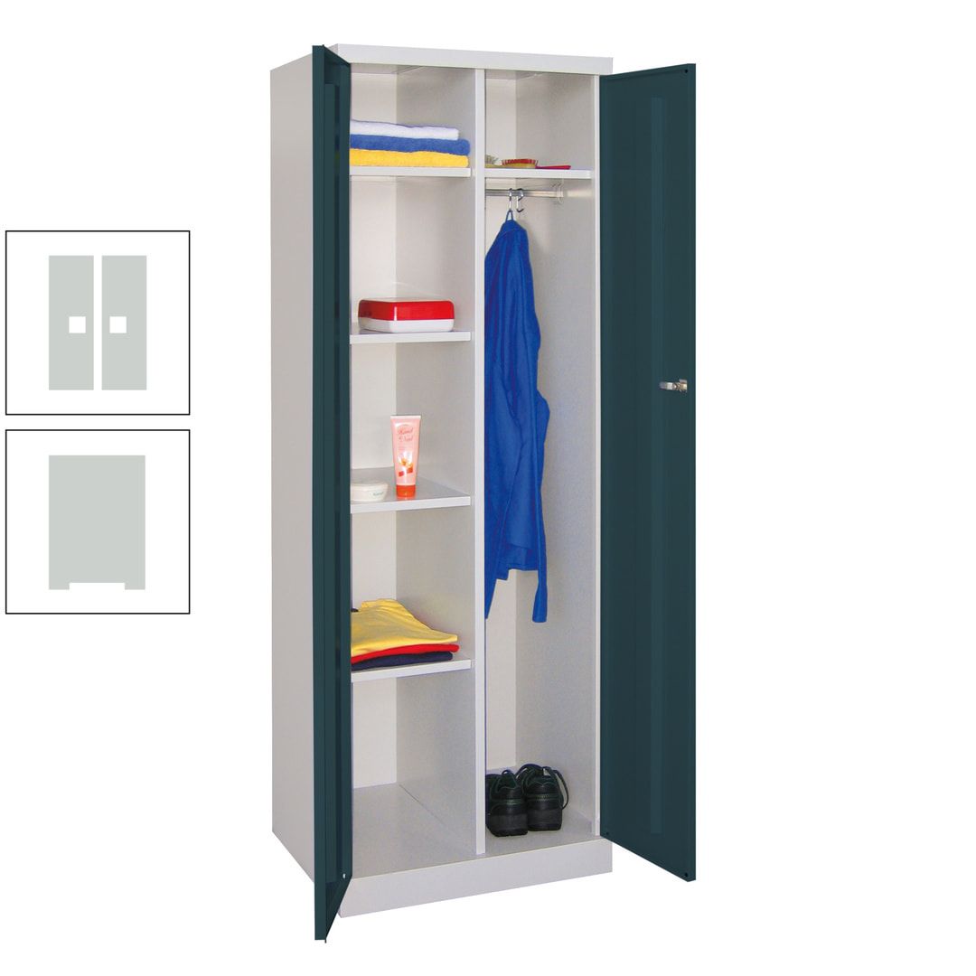 Kleiderschrank mit Sockel - Spind - 1 Abteil mit Trennwand - 1.800x600x500 mm (HxBxT) - Zylinderschloss - anthrazitgrau