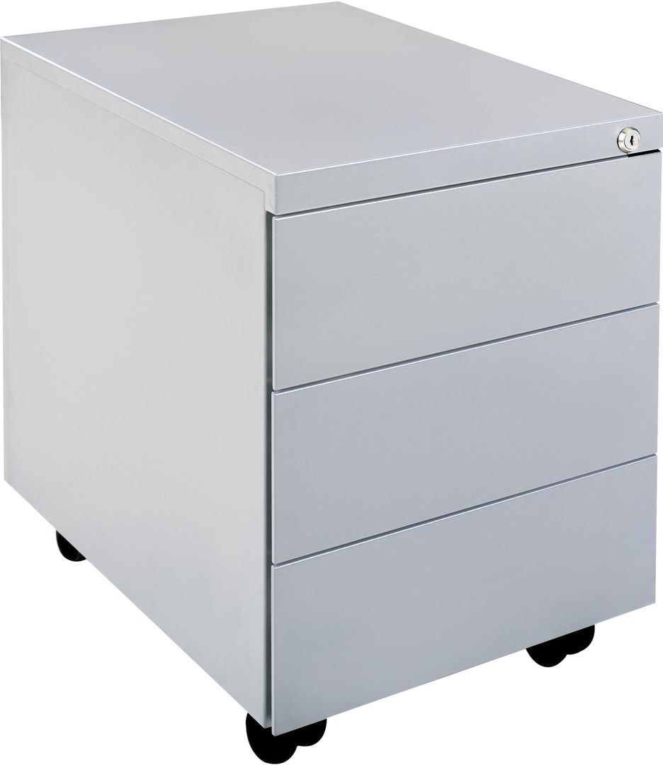 Rollcontainer - Stahl - 3 Schubladen - 550 x 390 x 590 mm (HxBxT) - lichtgrau