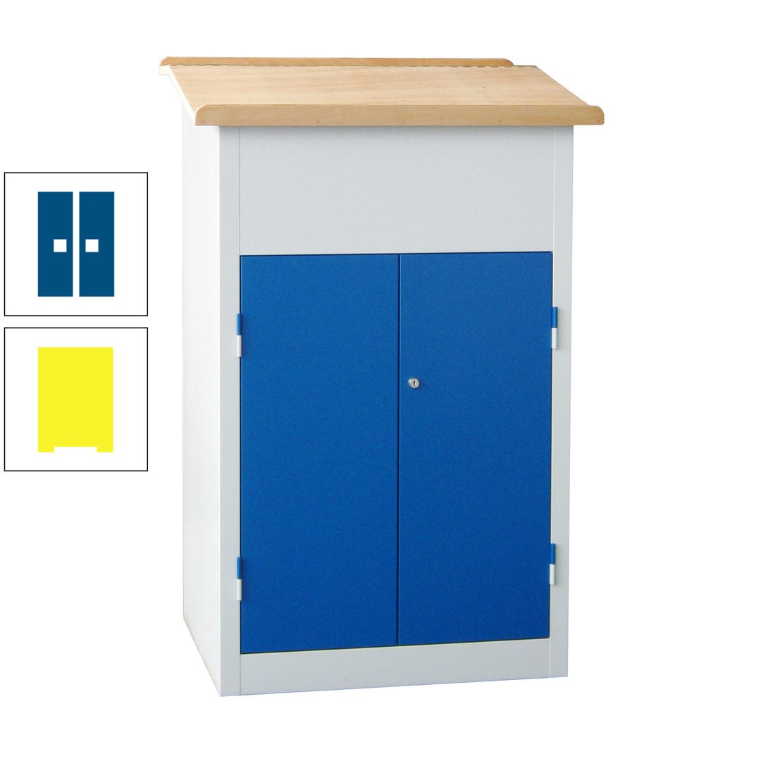 Stehpult mit Schrank - Vollblechtür - Zylinderschloss - 2 Böden - 1.200 x 700 x 600 mm (HxBxT) - anthrazitgrau