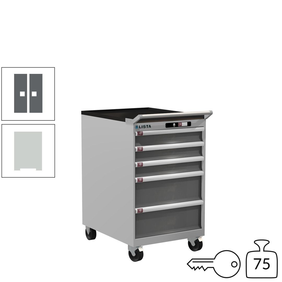 Lista Schubladenschrank - 14.397.010 - 990 x 564 x 725 mm (HxBxT) - 5 Schubladen - 75 kg - Key Lock - lichtblau (RAL 5012)