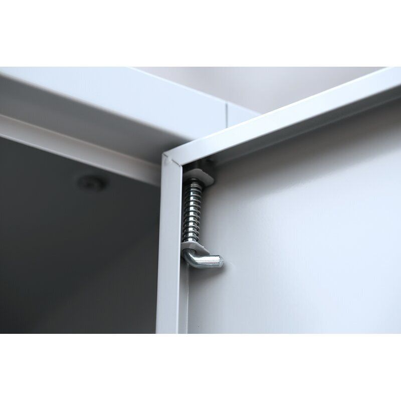 Aktenschrank, Büroschrank, abschließbar, Flügeltüren, 2 Fachböden, 1.200 x 800 x 380 mm (HxBxT), Stahl, Korpus und Türen lichtgrau