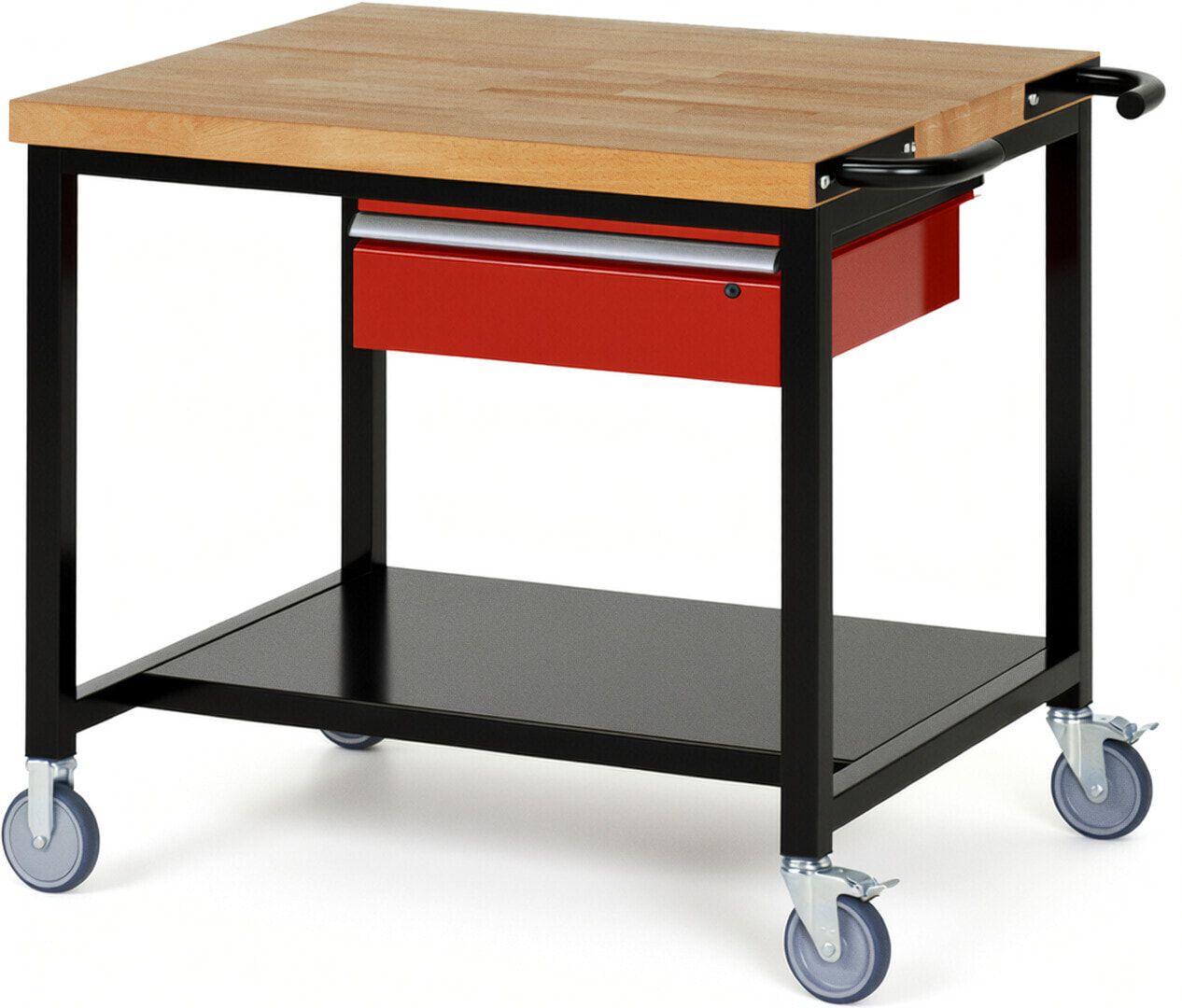 Mobile Werkbank mit Ablageboden - 1 Schublade - 150:1 - höhenverstellbar 880-1.080 mm - 1.000 x 900 mm (BxT) - 450 kg - Anthrazitgrau