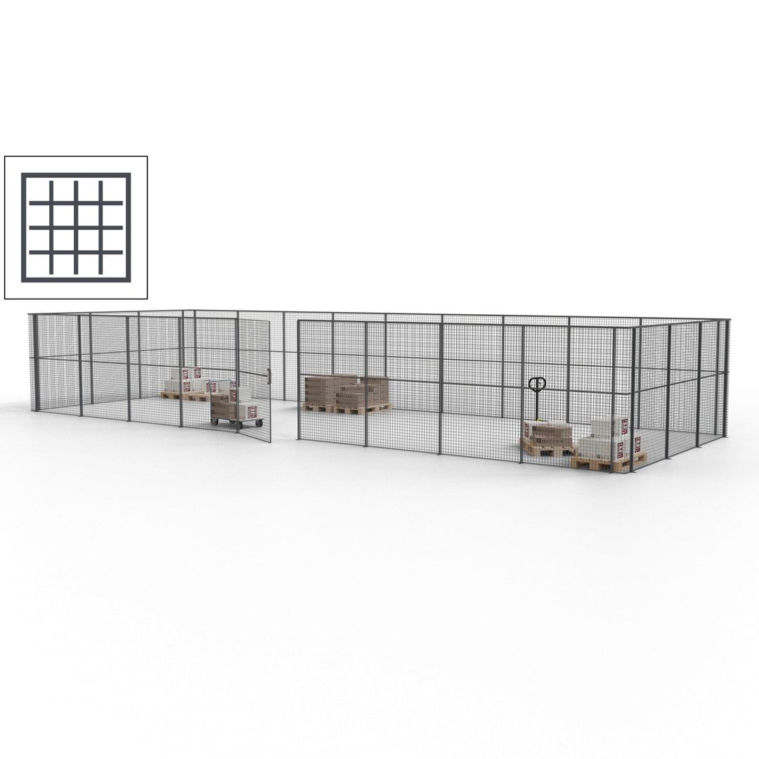 Maschinen Schutzgitter - Hallentrennwand - Sicherheitszaun - Tür - 36 m - 2.200 x 13.900 x 4.900 mm (HxBxT) - enzianblau