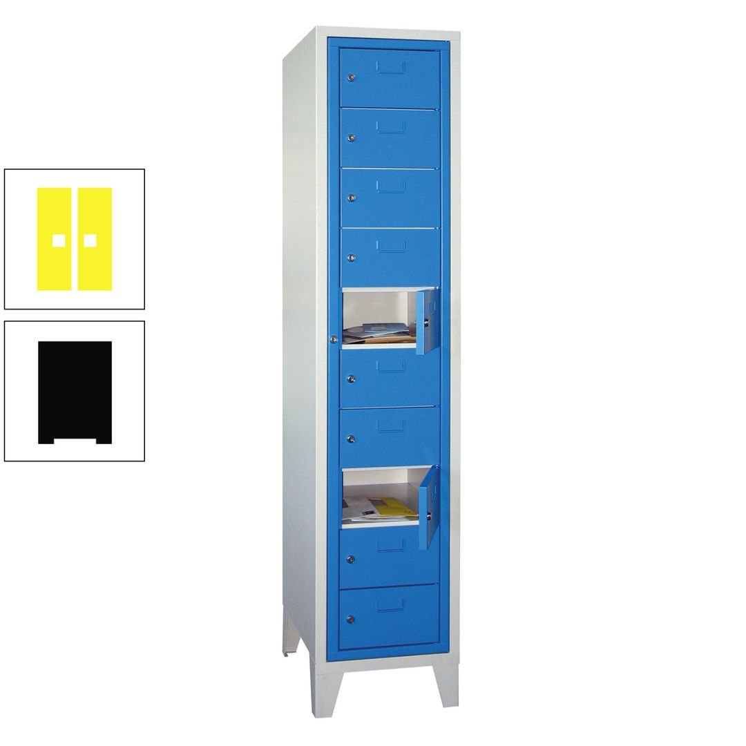 Schließfachschrank - Wäscheausgabeschrank - 10 Fächer a 315 mm - 1.850x400x500 mm (HxBxT) - Füße - Zylinderschloss - anthrazitgrau