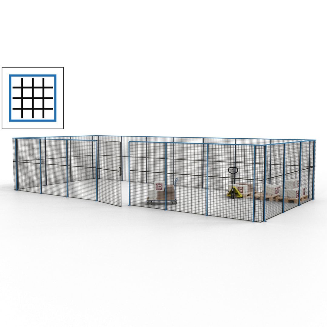 Hallentrennwand - Flügeltür, Gitter - 19 Gitterwände - 2.200 x 10.900 x 4.900 mm (HxBxT) - Perlweiß/reinorange