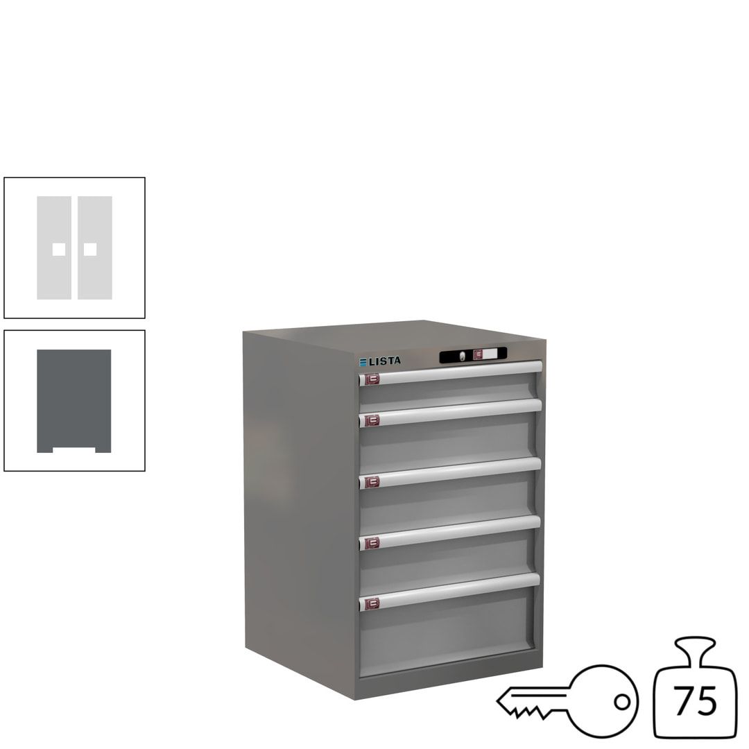 Lista Schubladenschrank - 14.256.010 - 850x564x572 mm (HxBxT) - 5 Schubladen - 75 kg - Key Lock - lichtblau (RAL 5012)
