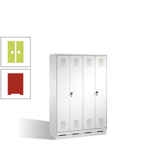 Doppel-Spind, Doppeltüren, Garderobenschrank mit Sockel, 4 Abteile a 300 mm, Korpus anthrazitgrau, Tür anthrazitgrau, 1.800 x 1.200 x 500 mm (HxBxT)