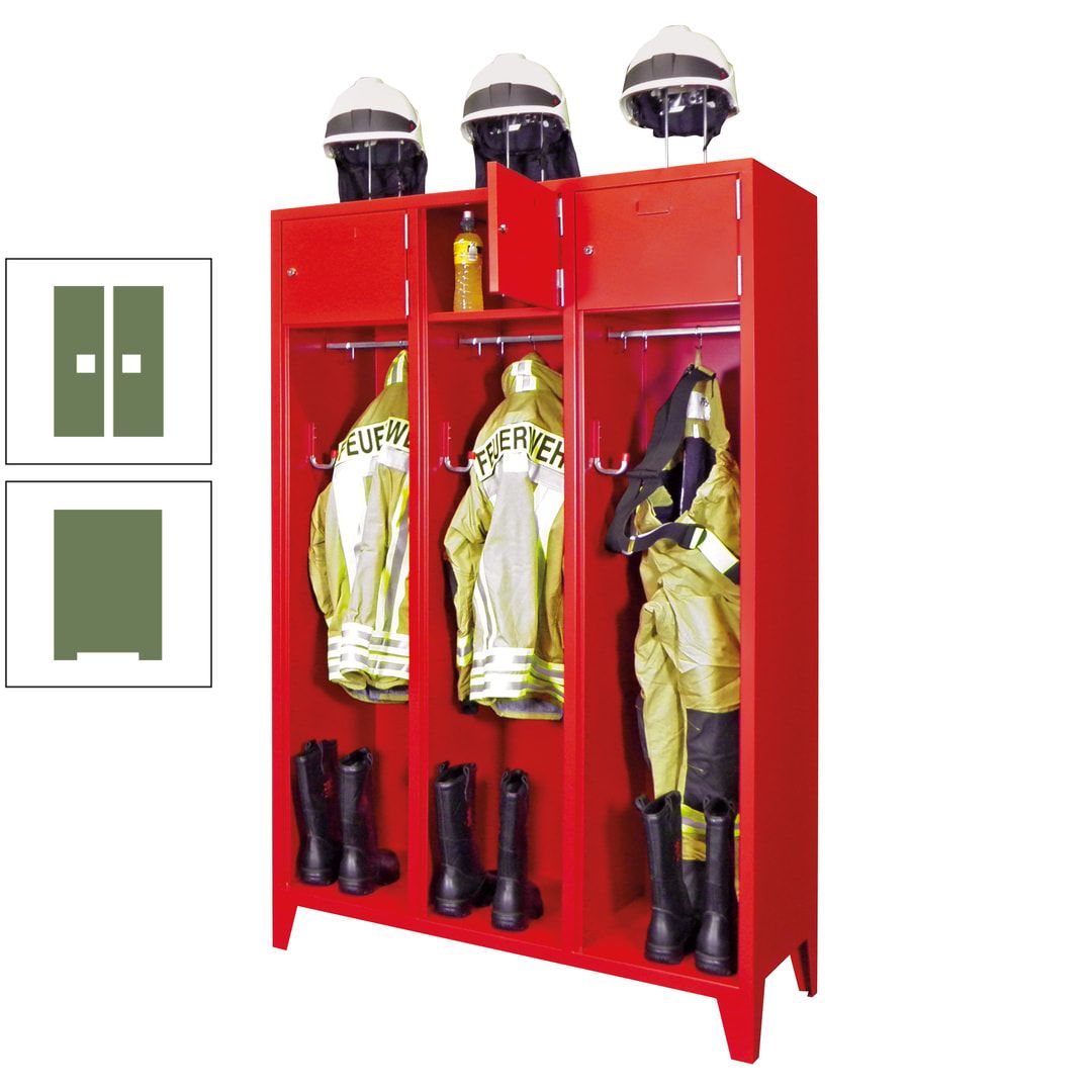 Feuerwehrschrank - 2 Abteile - Ablagefach mit Tür, Etikettenrahmen - 2.100 x 830 x 500 mm (HxBxT) - anthrazitgrau