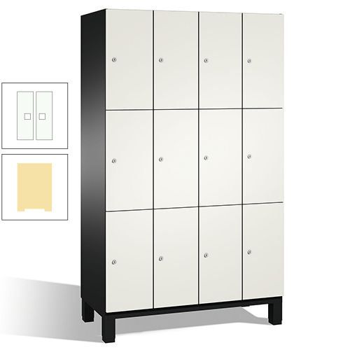 Fächerschrank, Stahlschrank, 12 Fächer, Türöffnungsbegrenzer, mit Füßen, Korpus lichtgrau, Tür anthrazitgrau, 1.980 x 1.200 x 525 mm (HxBxT)