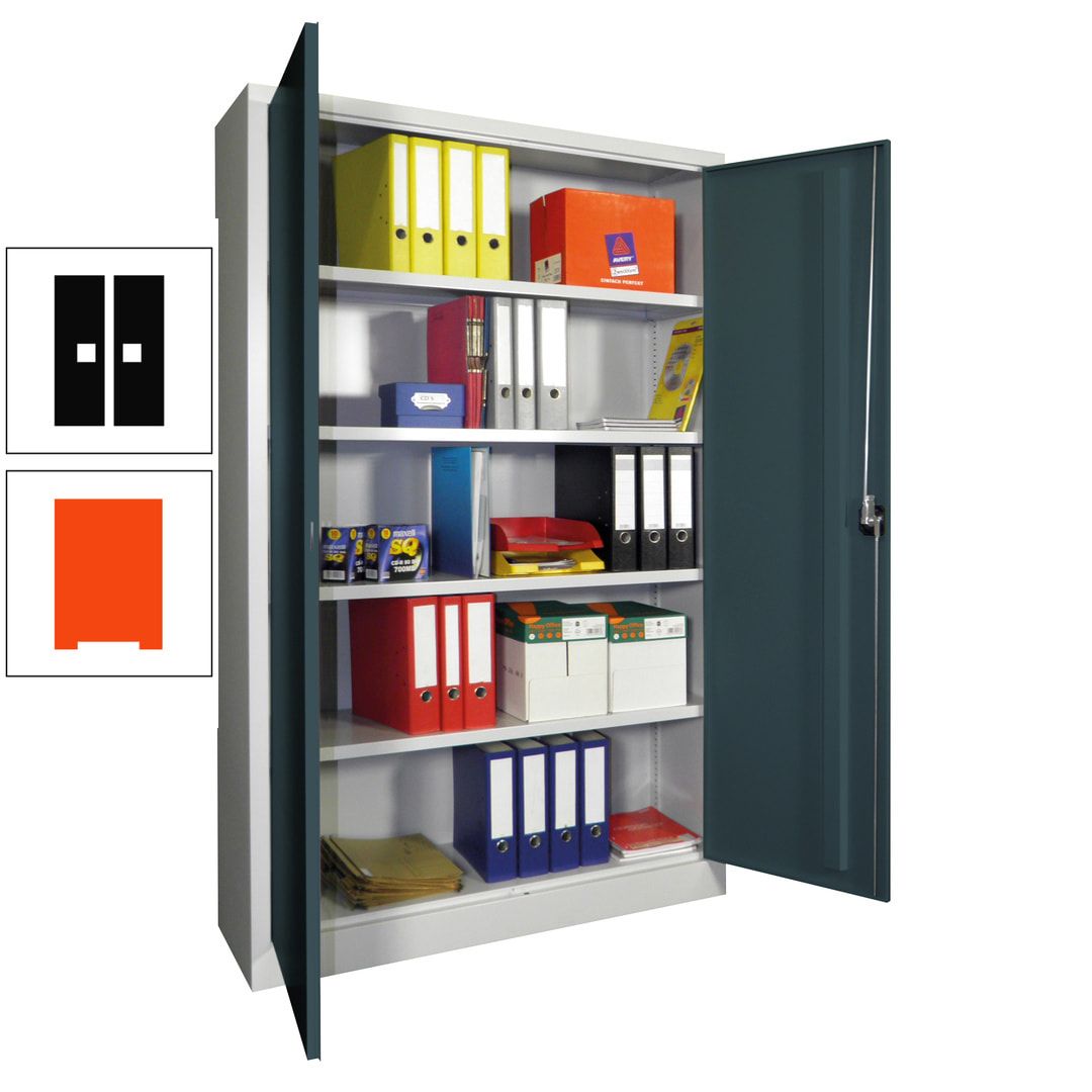 Aktenschrank - Vollblechtüren - 1.950x1.200x400 mm (HxBxT) - 4 Einlegeböden verzinkt - Zylinderschloss - anthrazitgrau