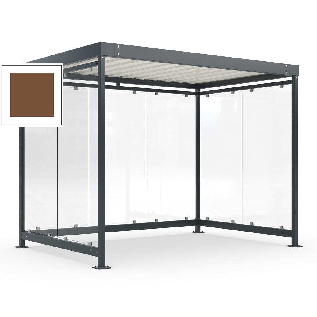 Raucherunterstand, Bausatz, Fahrgastunterstand, Bushaltestelle, 2.510 x 3.180 x 2.165 mm (HxBxT), 7 Wände, Achatgrau