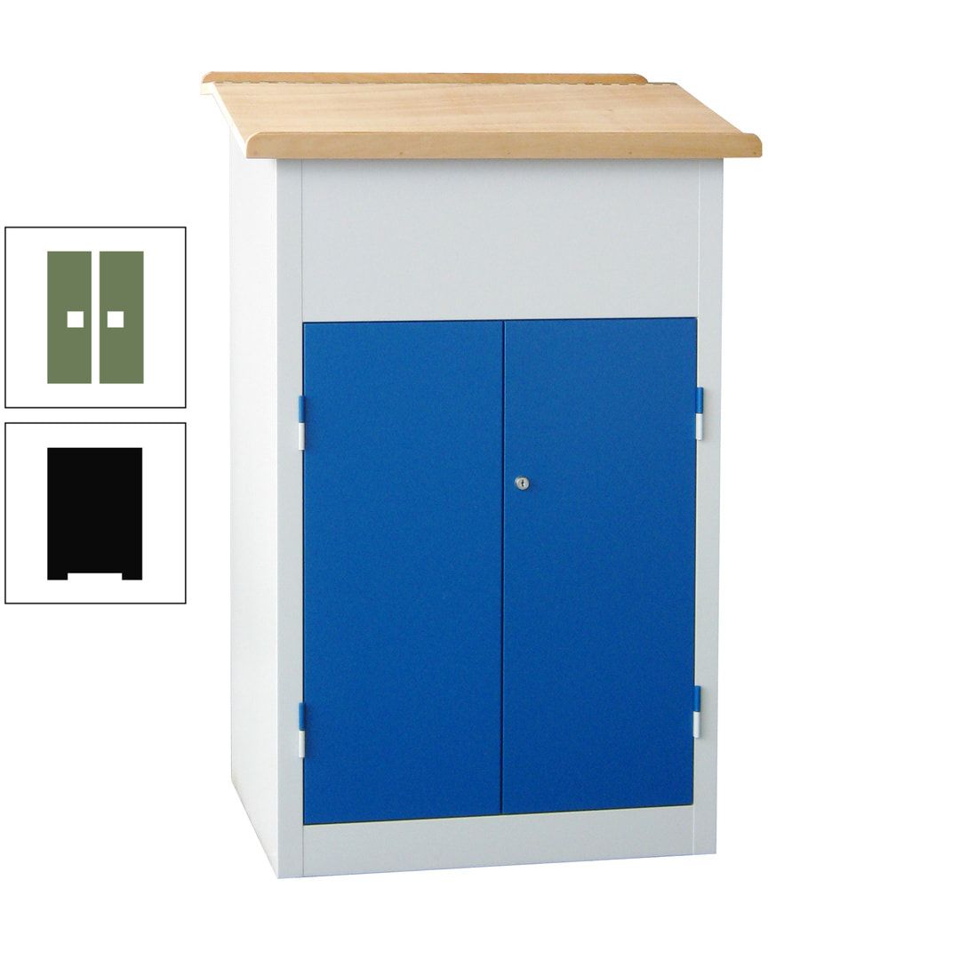 Stehpult mit Schrank - Vollblechtür - Zylinderschloss - 2 Böden - 1.200 x 700 x 600 mm (HxBxT) - anthrazitgrau