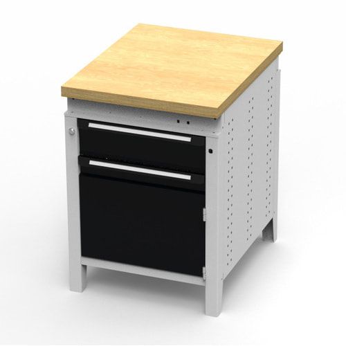 OTTOKIND Werkbank - Arbeitsplatte bündig - 850 x 605 x 750 mm (HxBxT) - Schublade - Schrank - lichtgrau