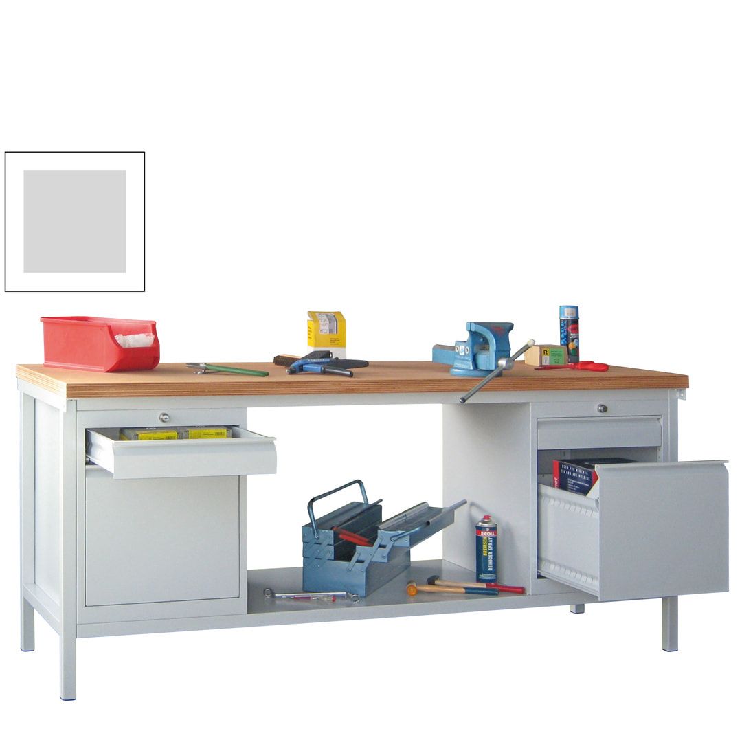 Werkbank mit Schubladenblöcken - 900 x 2.000 x 700 (HxBxT) - anthrazitgrau