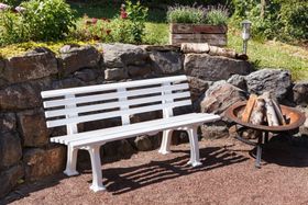 Parkbank, Gartenbank, Kunststoff Sitzleisten, mit Rückenlehne, 740 x 1500 x 540 mm (HxBxT), Farbe blau