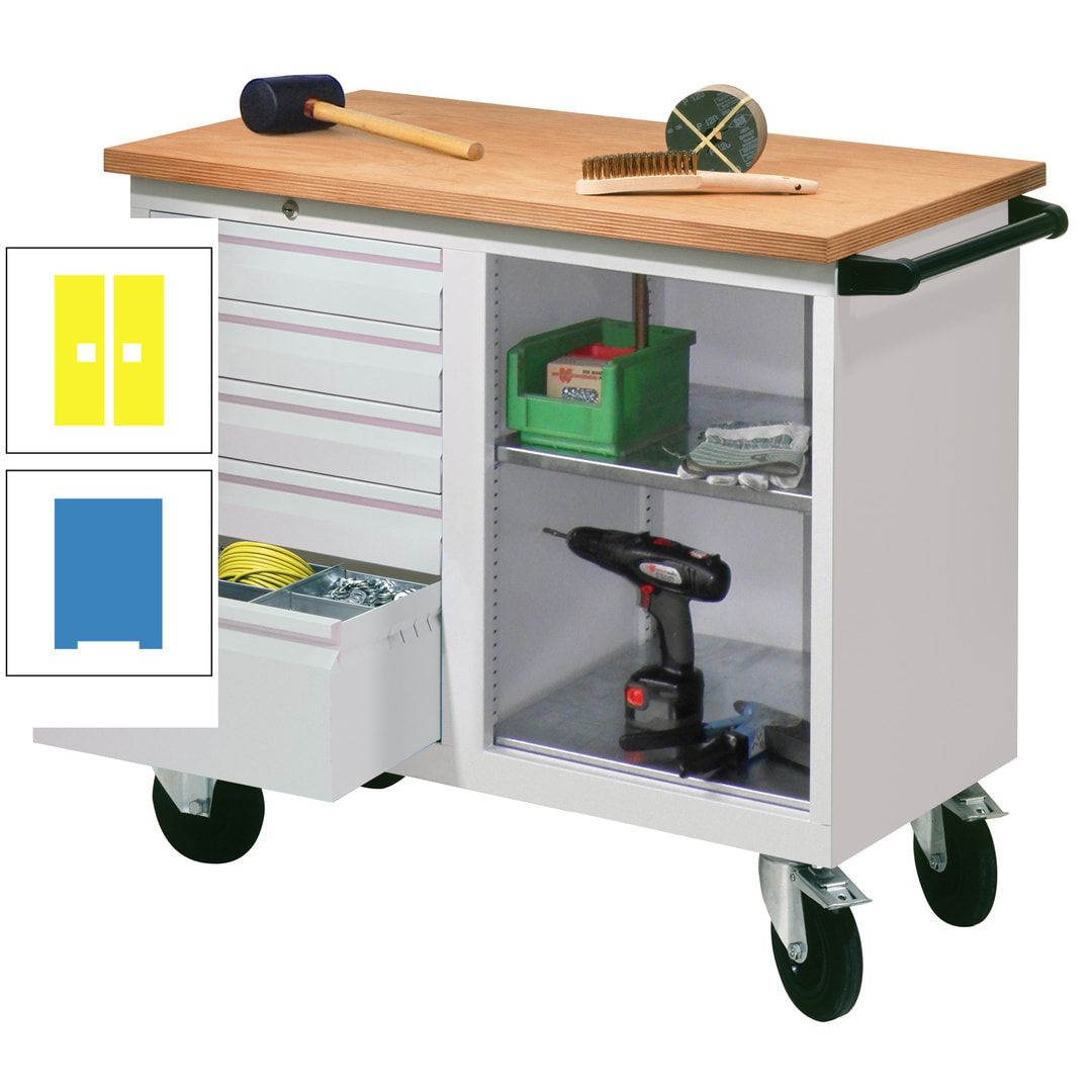 Mobile Werkbank - Werkstattwagen - 915 x 1.090 x 600 mm - 5 Schubladen und Ablagefach - anthrazitgrau