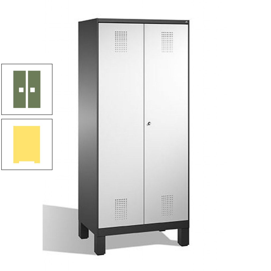 Mehrzweckschrank, Doppeltüren, auf Füßen, 2 Abteile a 400 mm, Korpus anthrazitgrau, Tür anthrazitgrau, 1.850 x 800 x 500 mm (HxBxT)