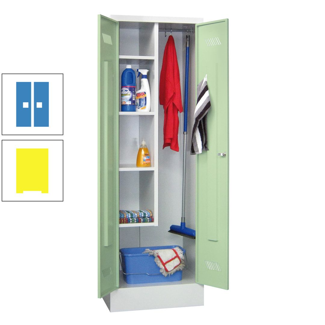 Putzschrank mit Sockel - 1 Abteil mit Trennwand - 1.850x600x500 mm (HxBxT) - Drehriegel - anthrazitgrau