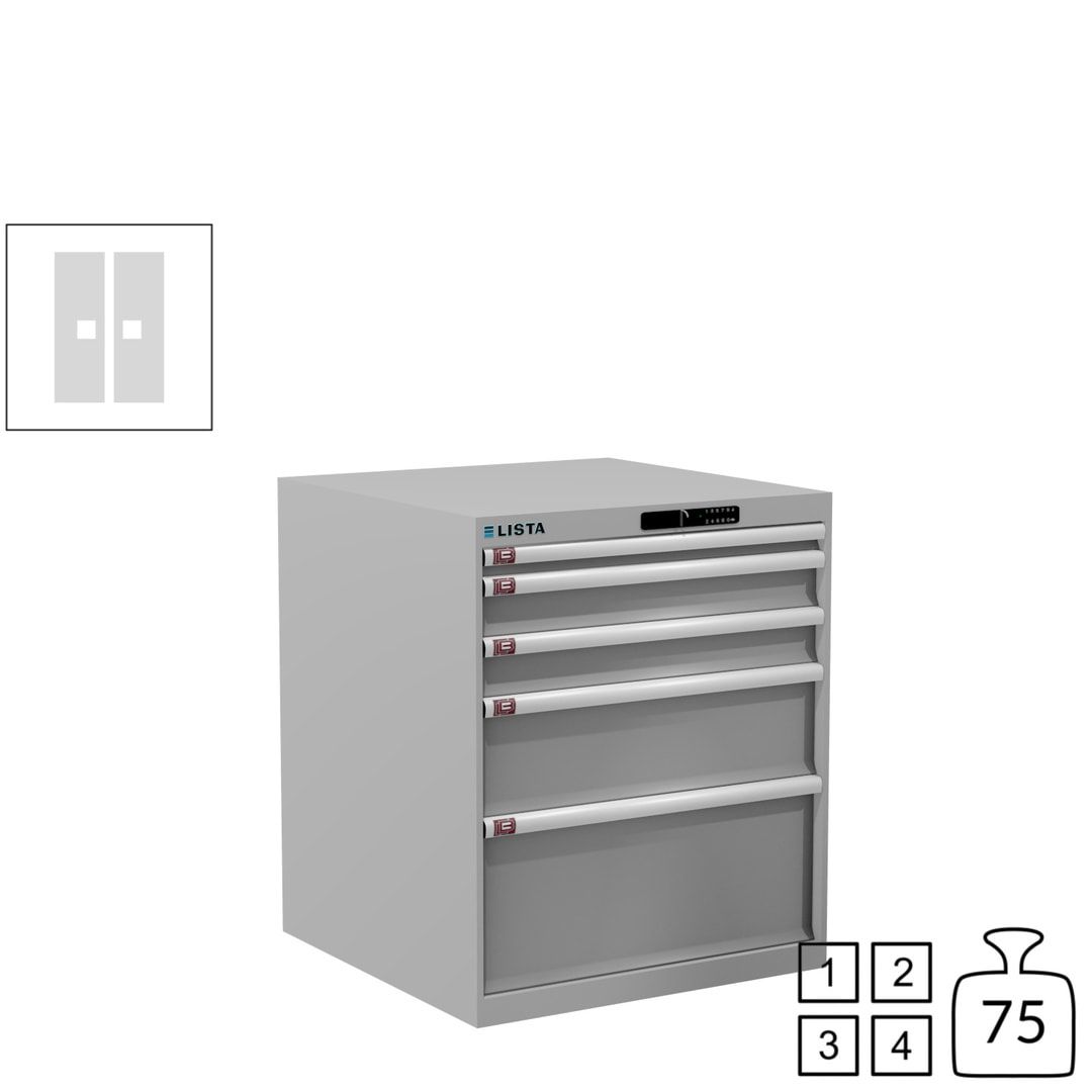 Lista Schubladenschrank - 14.411.010 - 850x717x725 mm (HxBxT) - 5 Schubladen - 75 kg - Key Lock - lichtblau (RAL 5012)