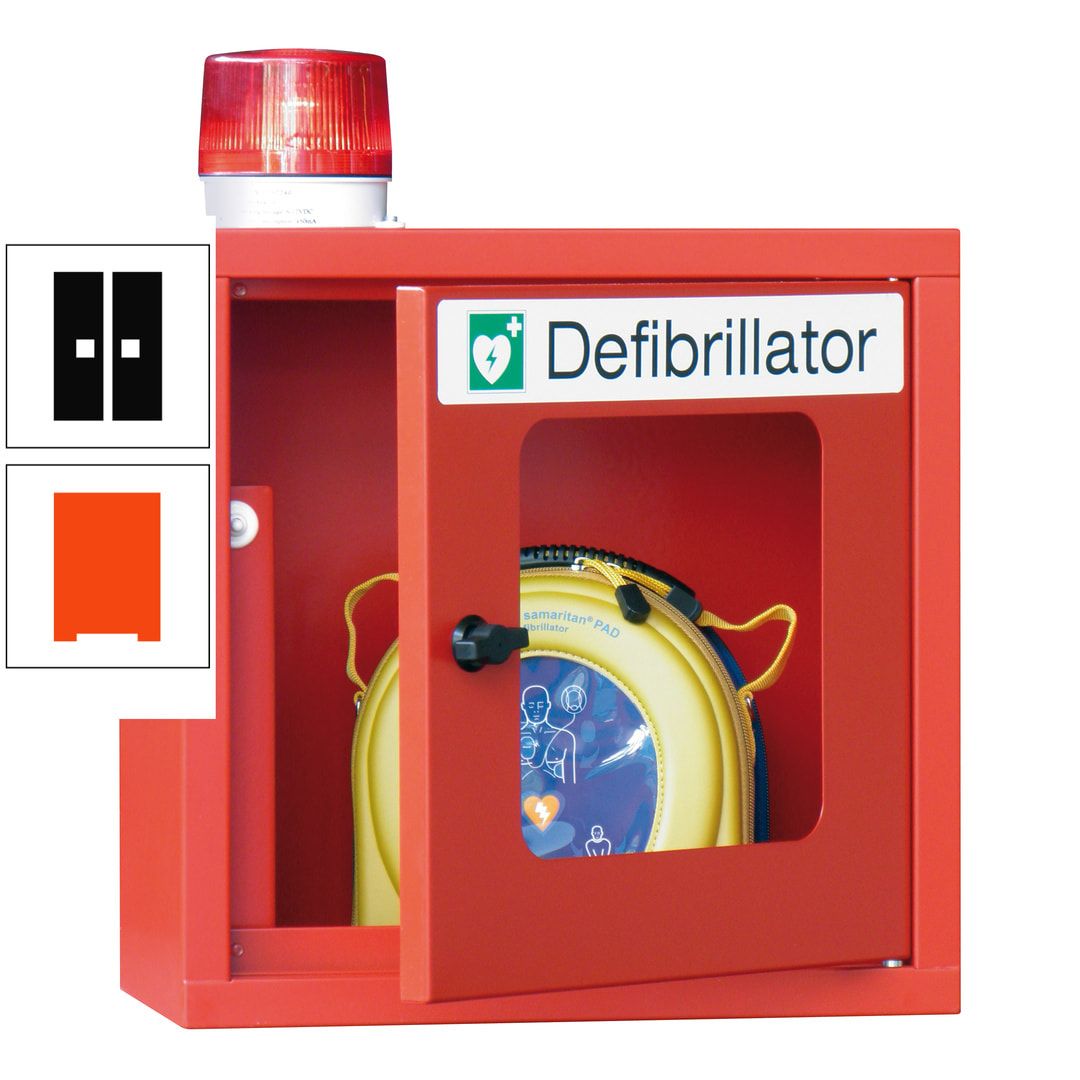 Defibrillatorenschrank mit akustischem und optischem Alarm - 490 x 400 x 200 mm (HxBxT) - Sichtfenster - anthrazitgrau