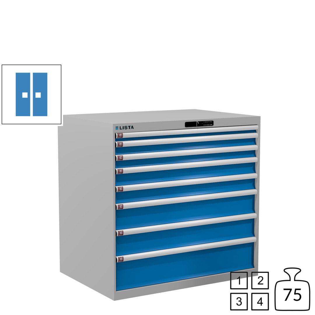 Lista Schubladenschrank - 12.541.010 - 1.000x1.023x725 mm (HxBxT) - 8 Schubladen - 200 kg - Key Lock - lichtblau (RAL 5012)
