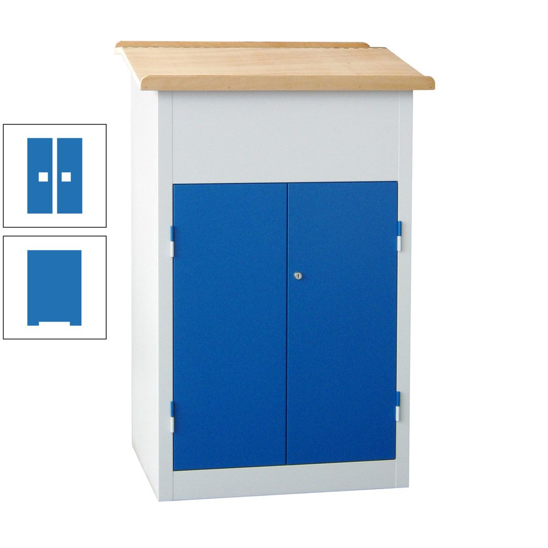 Stehpult mit Schrank - Vollblechtür - Zylinderschloss - 2 Böden - 1.200 x 700 x 600 mm (HxBxT) - anthrazitgrau
