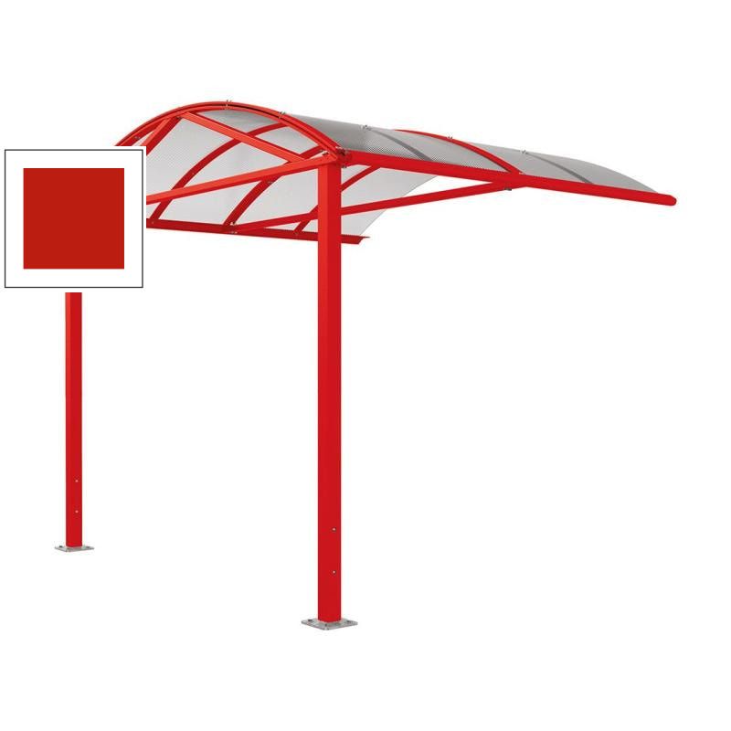 Fahrradüberdachung, Erweiterung, Unterstand, 5 Plätze, Bogendach, Entwässerung, Stahl, 2.640 x 2.520 x 2.830 mm (HxBxT), Farbe enzianblau