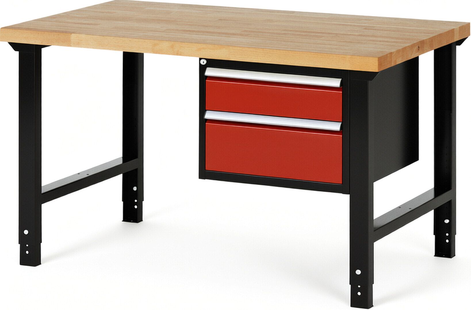 Werkbank - 2 Schubladen - Teilauszug - 150:1 / 210:1 - Höhe 790-1.140 mm - 1.500 x 900 mm (BxT) - 750 kg - Buche - Anthrazitgrau