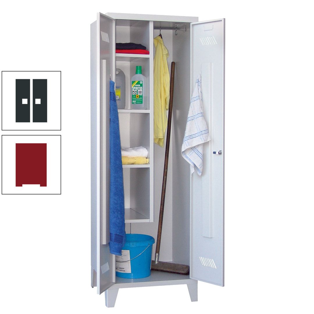 Putzschrank mit Füßen - 1 Abteil mit Trennwand - 1.850x600x500 mm (HxBxT) - Drehriegel - anthrazitgrau