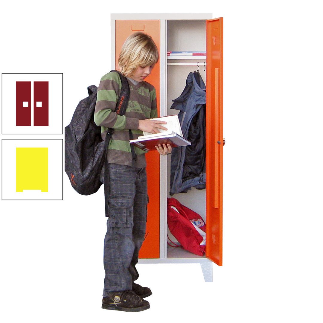 Spindschrank f. Schulen - mit Füßen - Höhe 1.600 mm - 3 Abteile a 300 mm - Drehriegel - anthrazitgrau