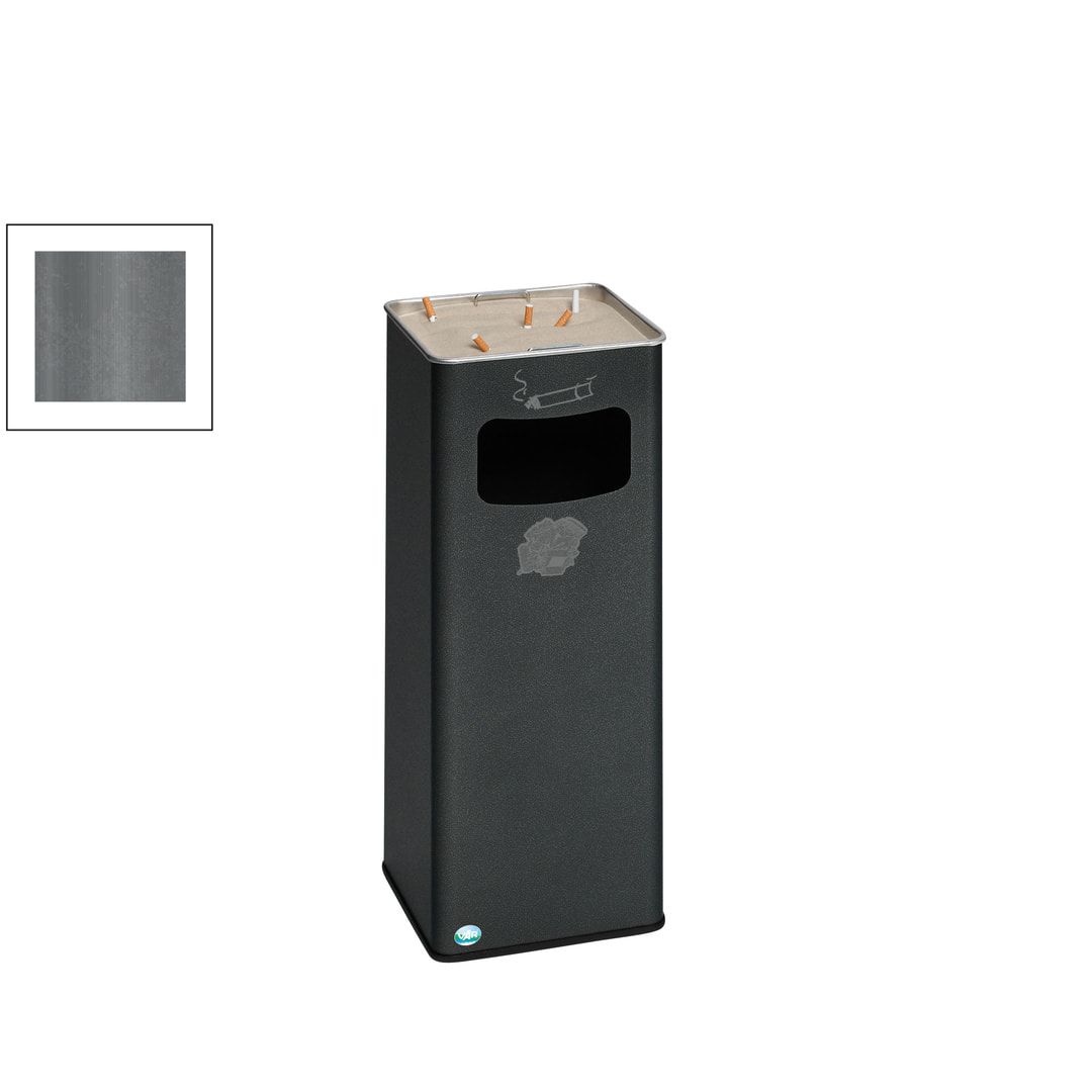 Abfallsammler mit Ascher - viereckig - Volumen 32 l - 665 x 260 x 260 mm (HxBxT) - Antik silber