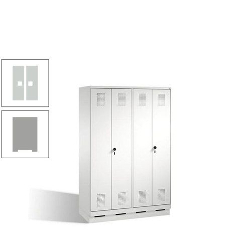 Doppel-Spind, Doppeltüren, Garderobenschrank mit Sockel, 4 Abteile a 300 mm, Korpus anthrazitgrau, Tür anthrazitgrau, 1.800 x 1.200 x 500 mm (HxBxT)