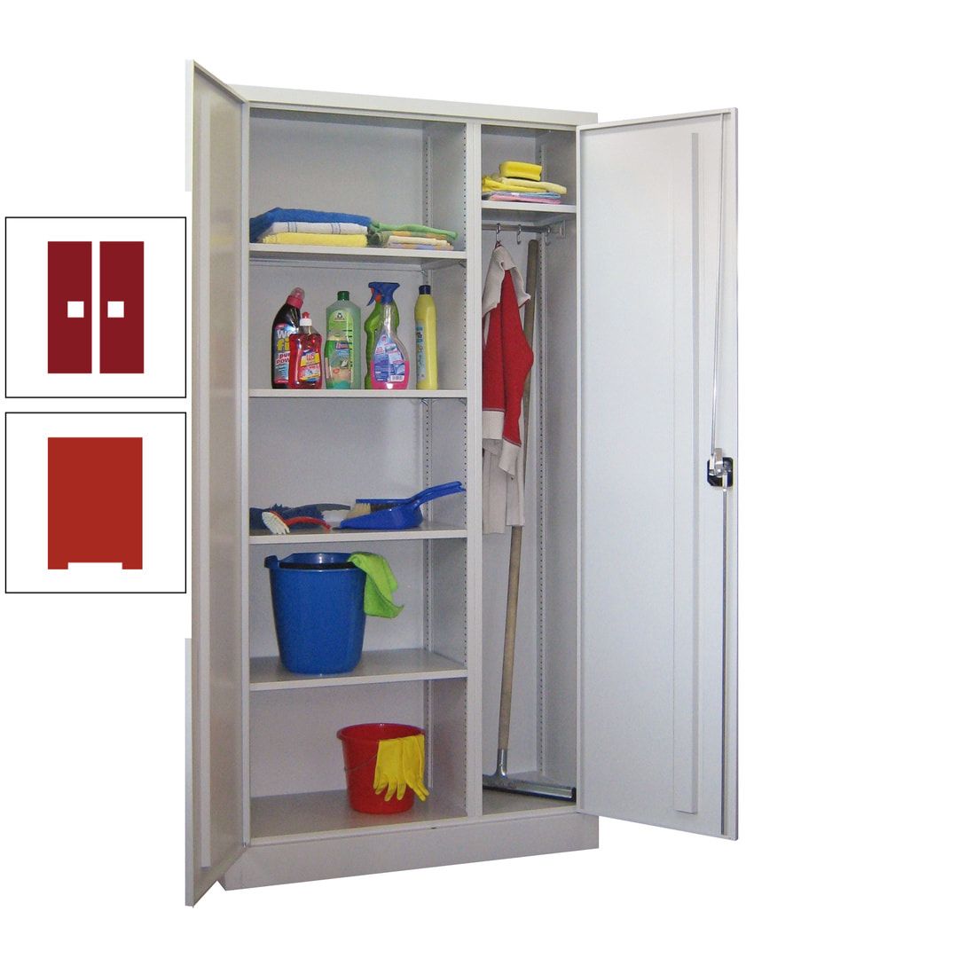 Putzschrank mit Trennwand - 1.950x1.000x400 mm (HxBxT) - Böden pulverbeschichtet - anthrazitgrau