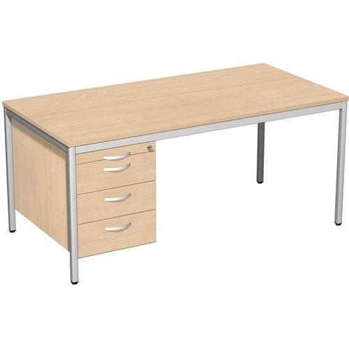 Schreibtisch 4-Fuß Eco - Hängecontainer - 4 Schubfächer - abschließbar - 720 x 1.200 x 800 mm (HxBxT) - Gestell lichtgrau - Ahorn