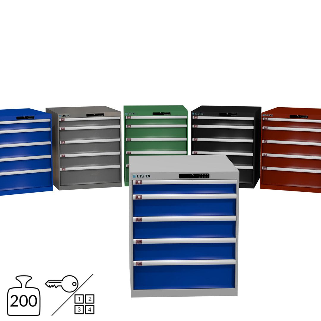 Lista Schubladenschrank - 14.410.010 - 850x717x725 mm (HxBxT) - 5 Schubladen - 75 kg - Key Lock - lichtblau (RAL 5012)
