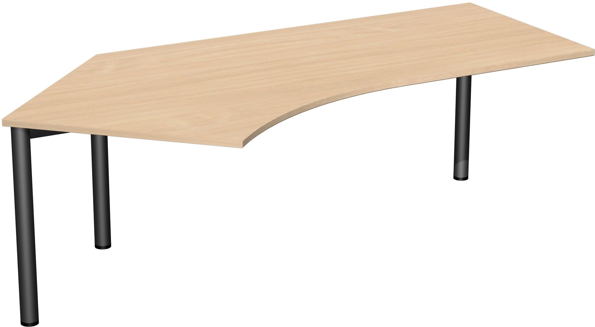 Winkel-Schreibtisch - Winkel links - 4-Fuß Flex - 720 x 2.166 x 1.130 mm (HxBxT) - Gestell anthrazit - Ahorn
