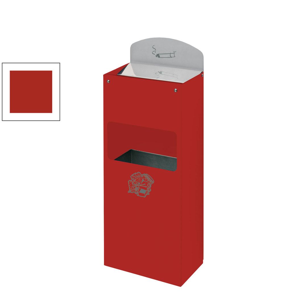 Wandascher mit Schild und Abfallsammler - Volumen 0,8 / 4 l - 580 x 200 x 125 mm (HxBxT) - enzianblau
